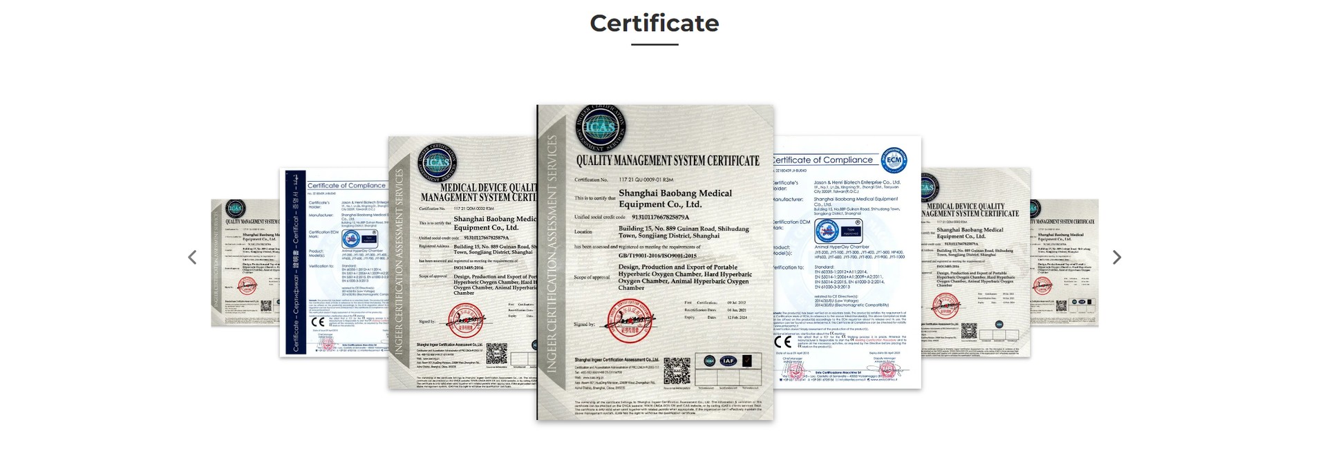 MACY PAN ISO 13485 and quality management system certificates